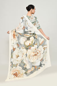 Vintage Rose Chiffon Silk Saree. Saree