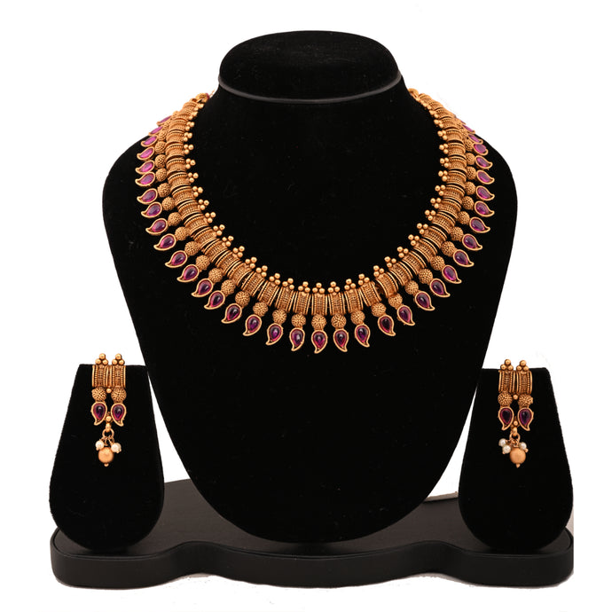 Temple Jewellery- Necklace (DD-S1N-514R) Necklace