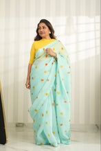 Load image into Gallery viewer, Autumn Breeze Sky Blue Organza Saree Saree