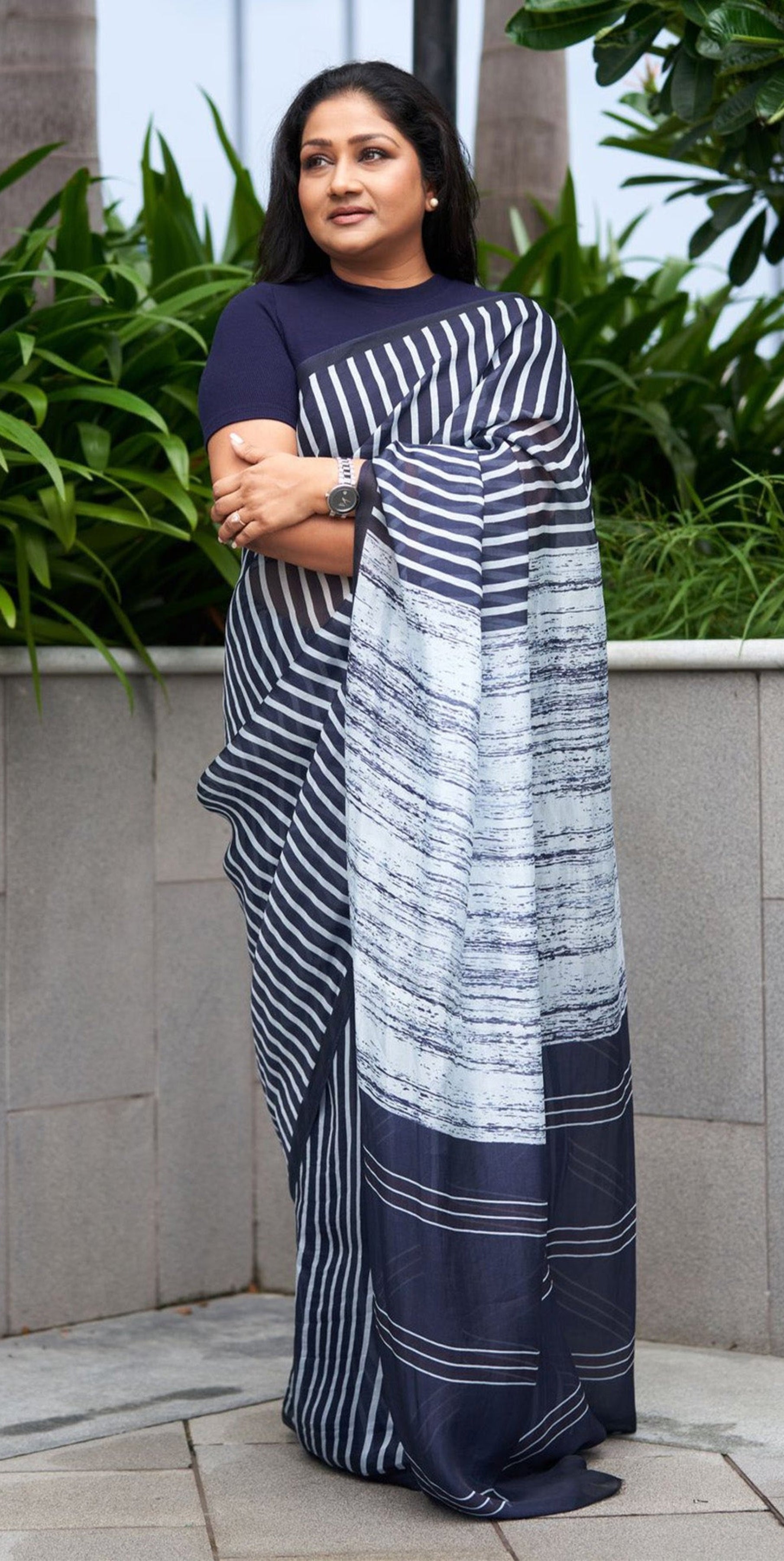 Organza Saree with Stripes Saree