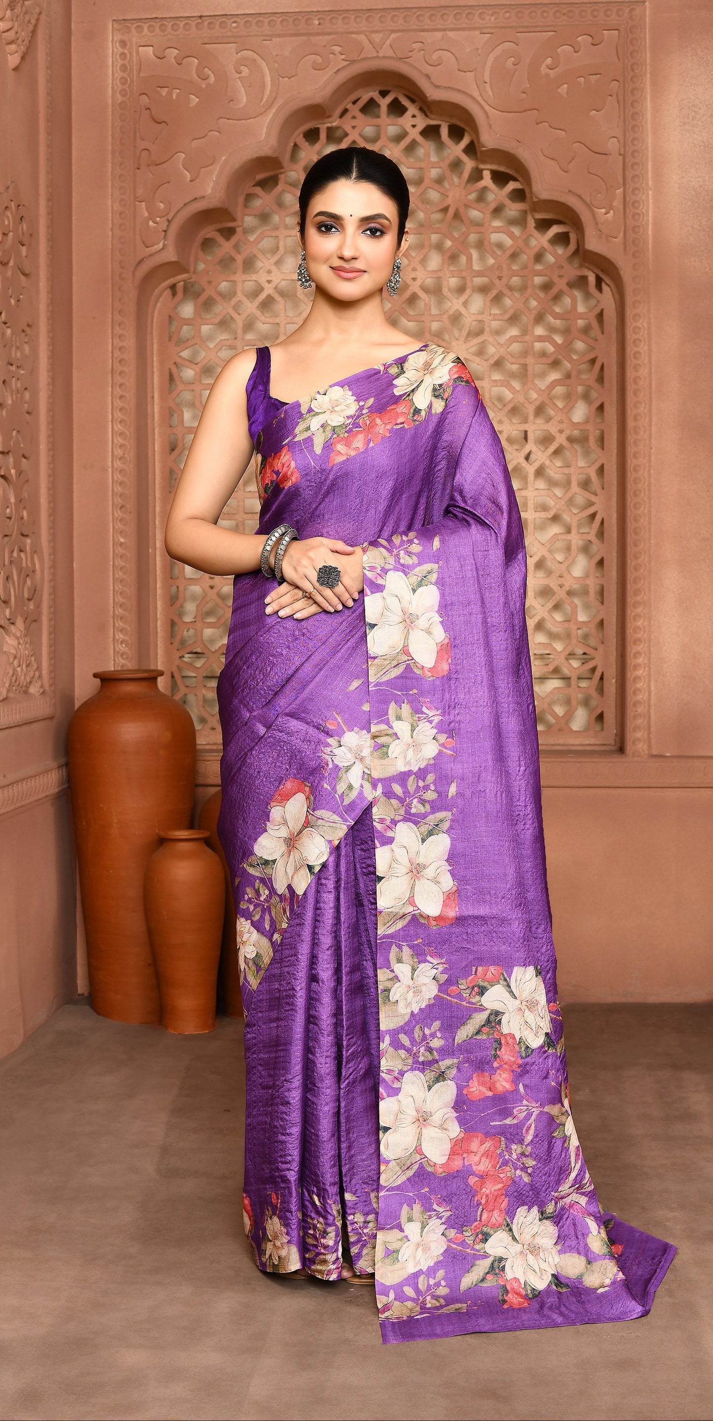 Manjari: Magnolia Muse Tussar Silk Saree featured