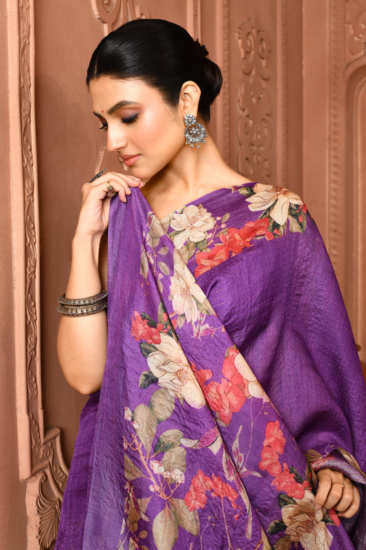 Manjari: Magnolia Muse Tussar Silk Saree featured