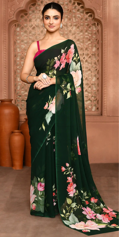 Nirmala Blossom Georgette Saree featured