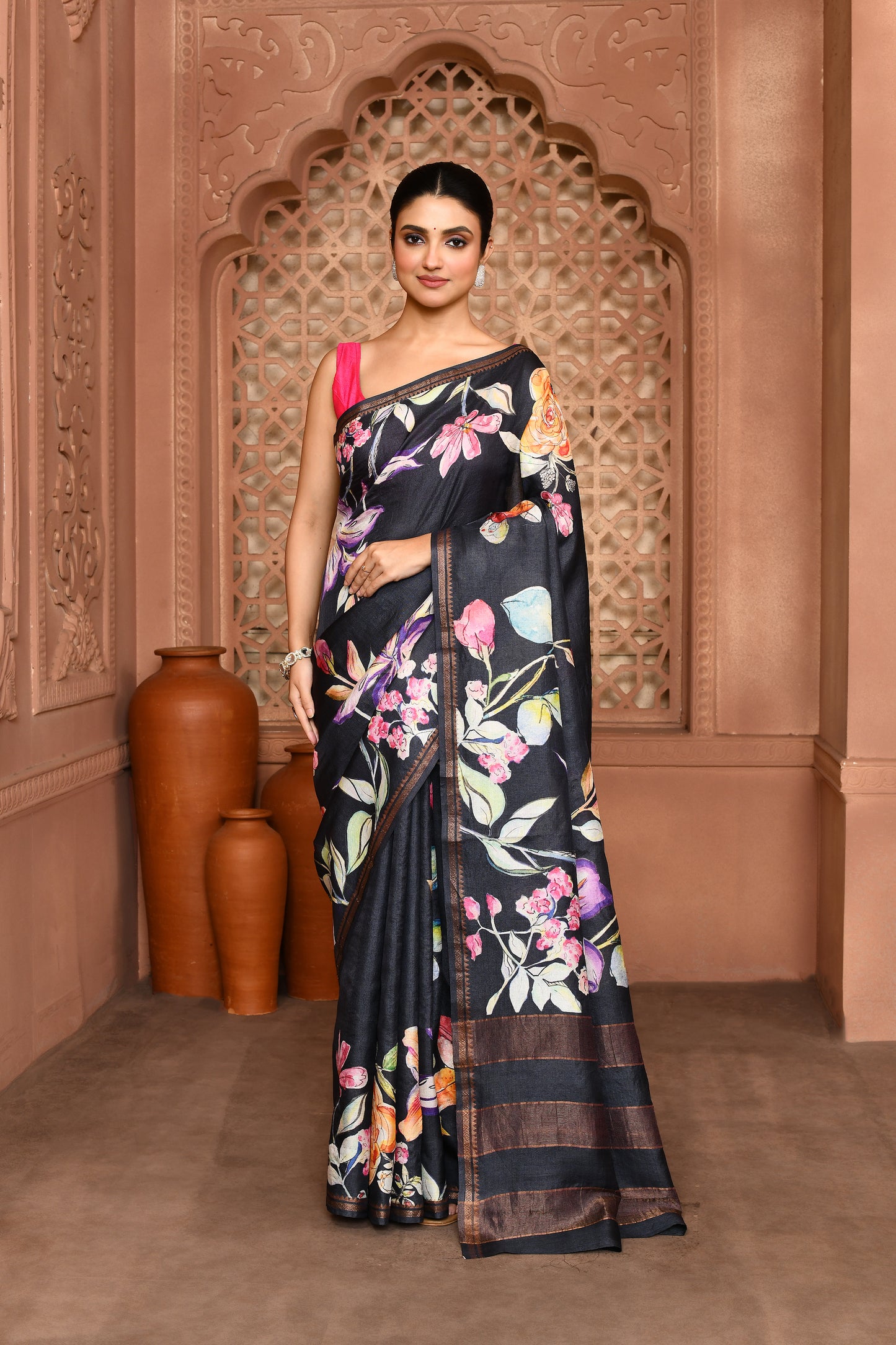 Samantha Blossom Tussar Silk Saree Saree featured