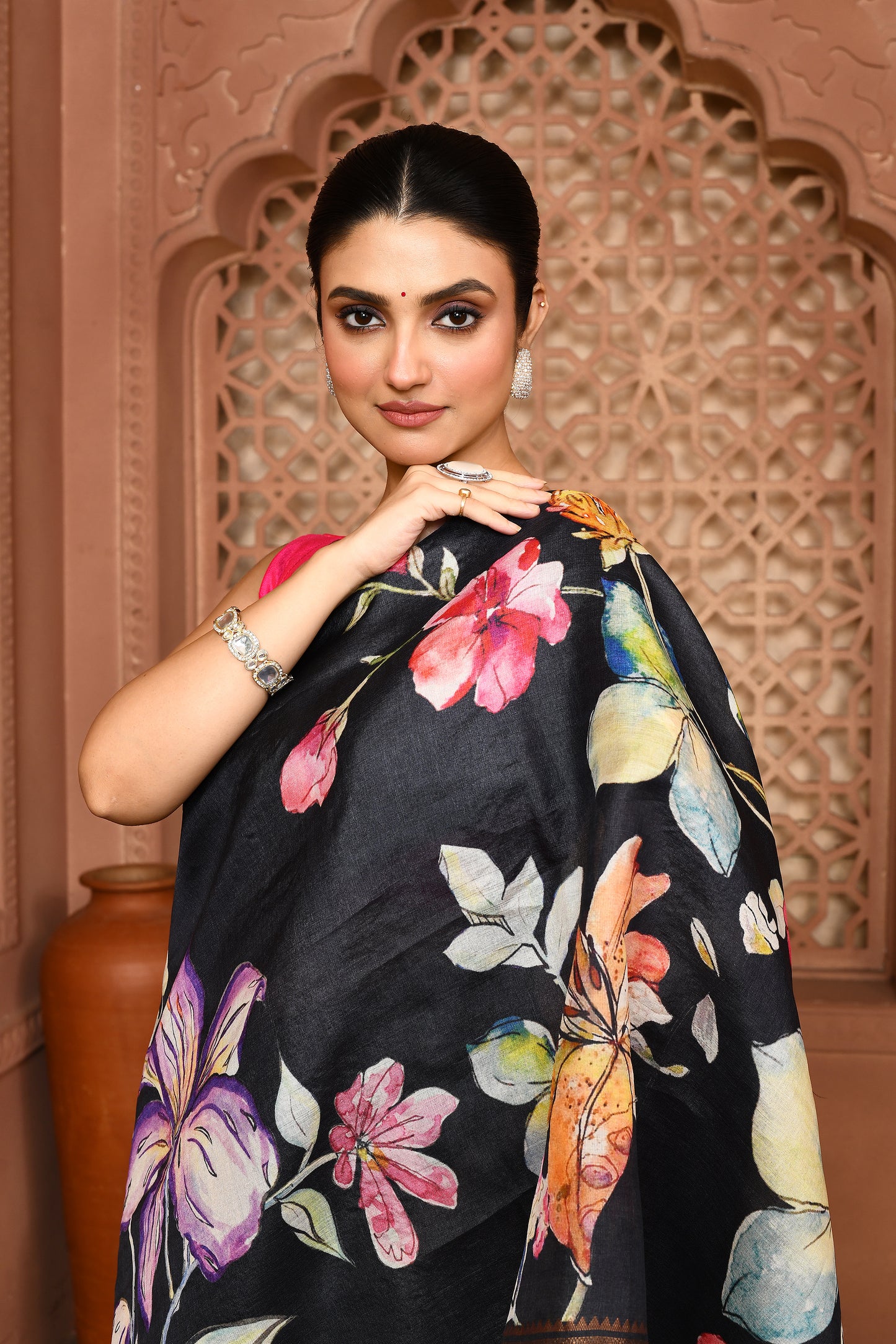 Samantha Blossom Tussar Silk Saree Saree featured