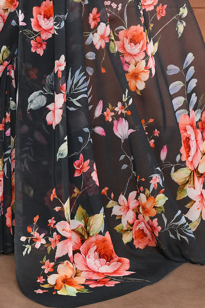 Midnight Dahlia Saree featured