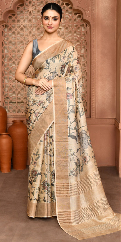 Aria Grace Tussar Silk Saree removed