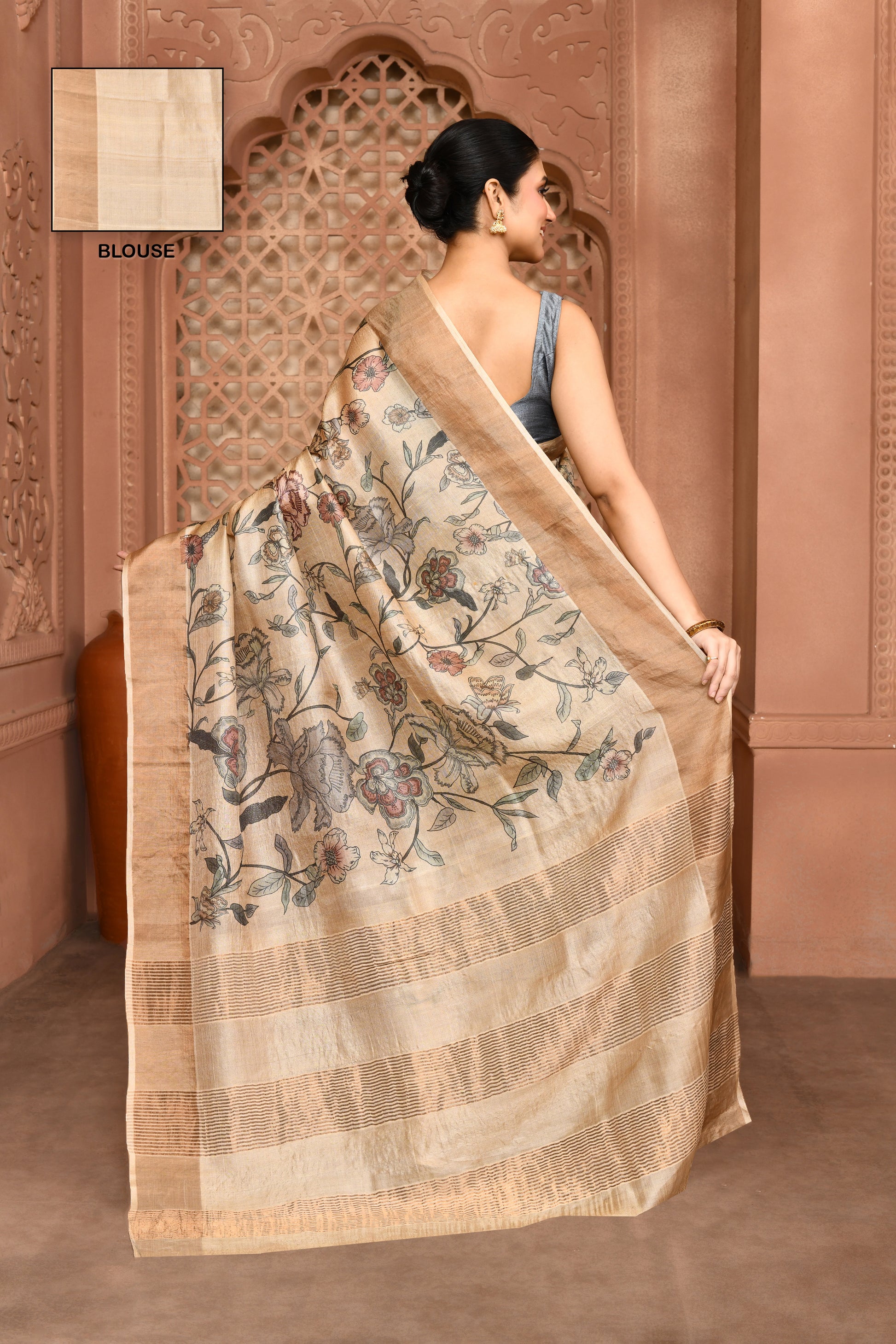 Aria Grace Tussar Silk Saree removed