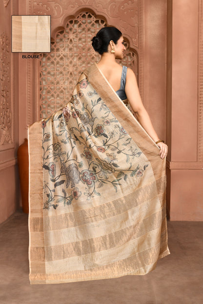 Aria Grace Tussar Silk Saree removed