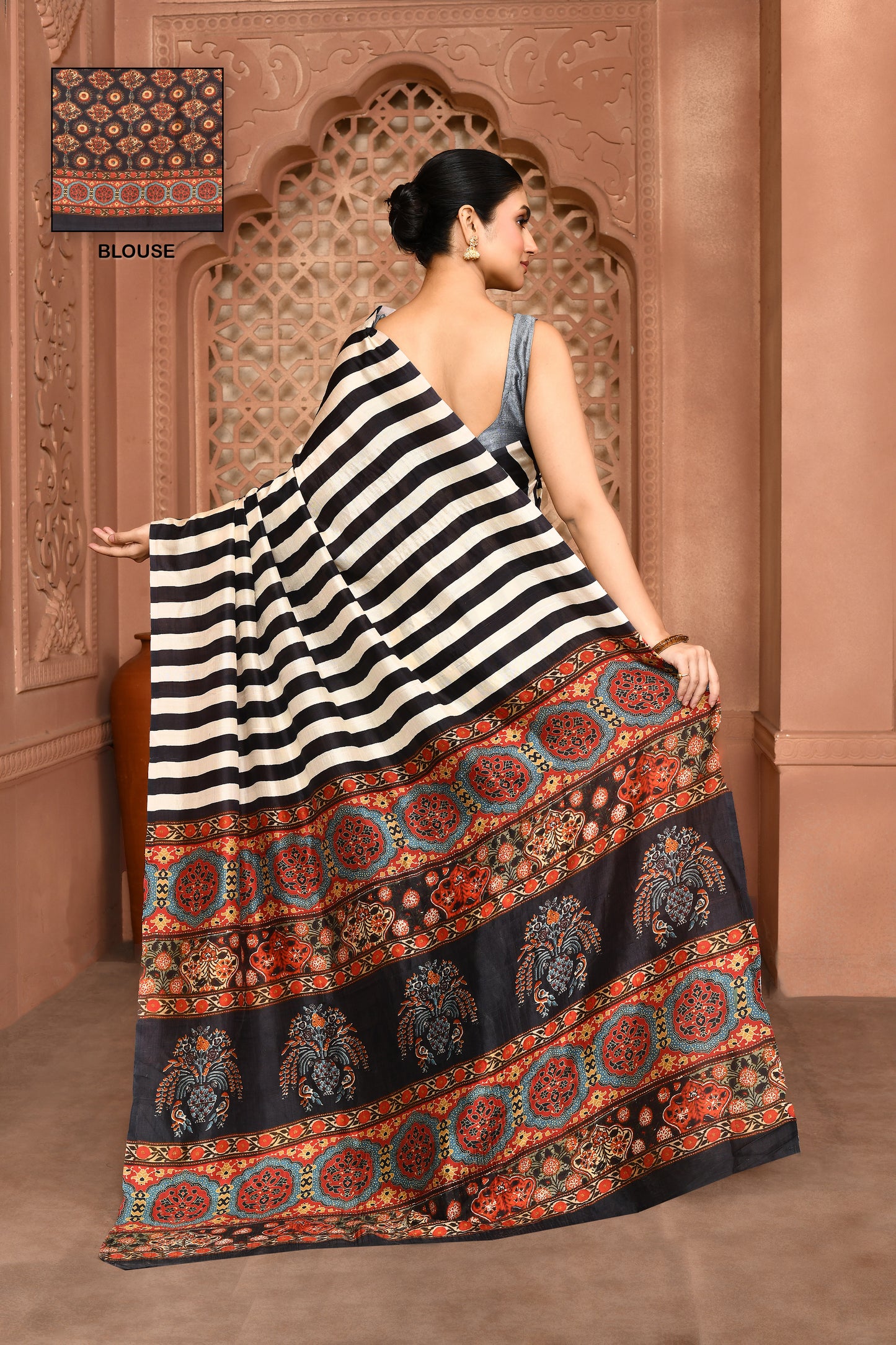 Reva Contrast Mulberry Silk Saree removed