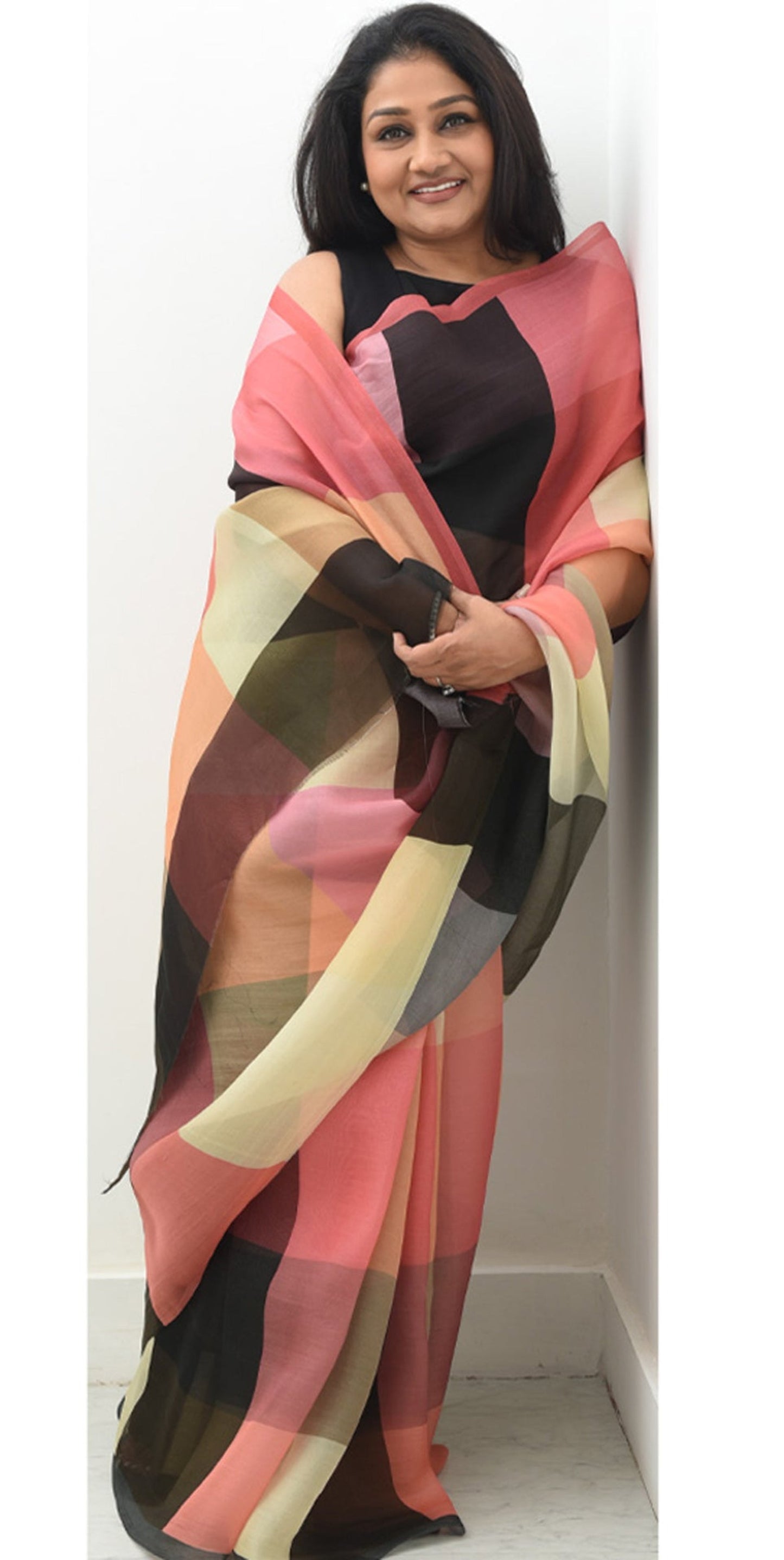 Beautiful Organza Saree in Checkered Pattern Saree