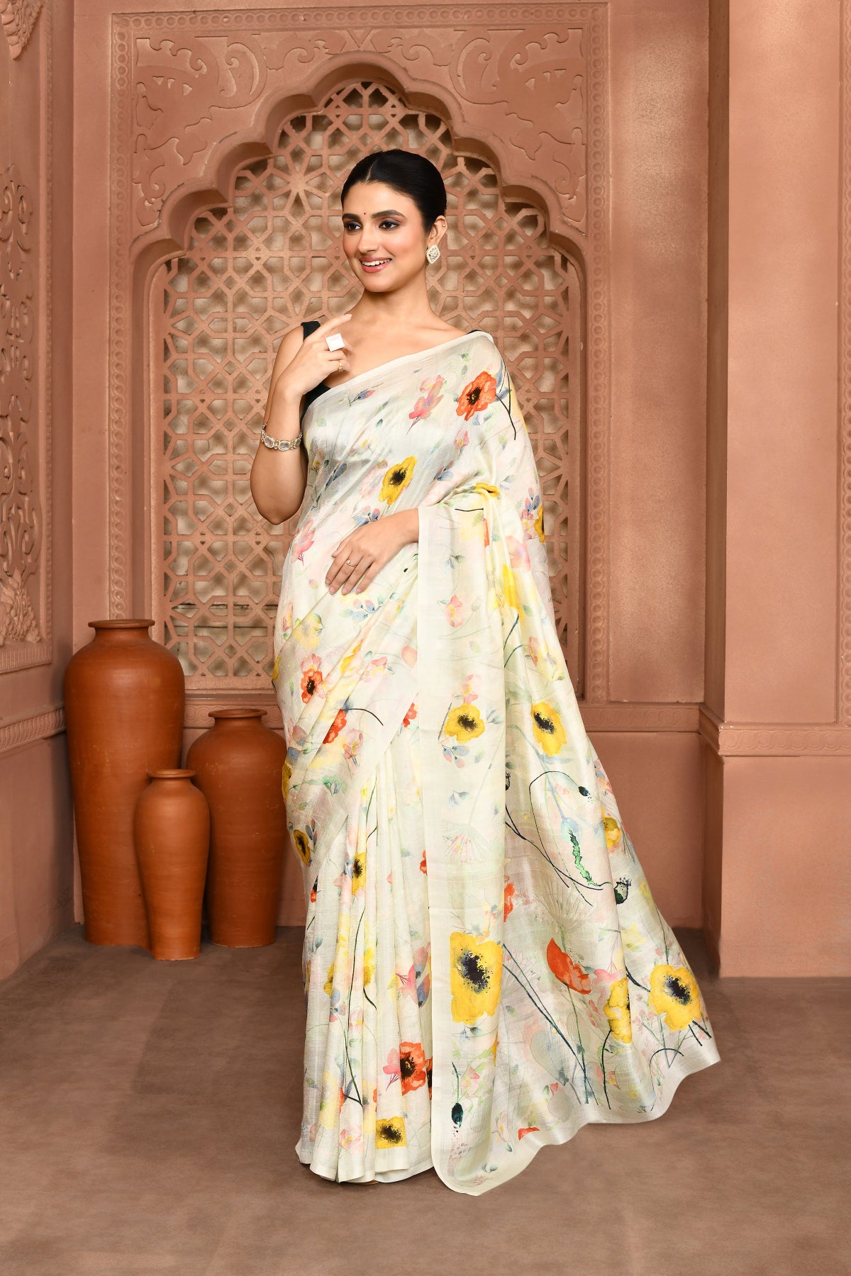 Prakriti Bloom Mulberry Silk Saree featured