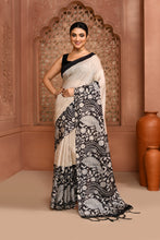 Load image into Gallery viewer, Kalamkari Tussar Silk Saree Black Saree featured