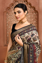 Load image into Gallery viewer, Seamless Ikat Russian Viscose Saree Beige Saree featured