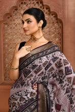 Load image into Gallery viewer, Seamless Ikat Russian Viscose Saree Light pastel purple Saree featured