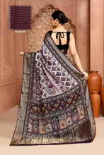 Load image into Gallery viewer, Seamless Ikat Russian Viscose Saree Light pastel purple Saree featured
