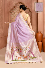 Load image into Gallery viewer, Golden Meadow Cotton Saree Purple featured