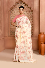 Load image into Gallery viewer, Rose Elegance Linen Shimmer Saree peach Saree featured