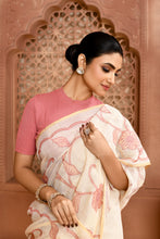Load image into Gallery viewer, Rose Elegance Linen Shimmer Saree peach Saree featured