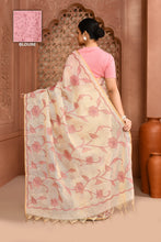 Load image into Gallery viewer, Rose Elegance Linen Shimmer Saree Orchid pink Saree featured