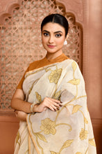 Load image into Gallery viewer, Rose Elegance Linen Shimmer Saree Grape Green Saree featured