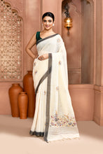 Load image into Gallery viewer, Blossom Linen Shimmer Saree Grey Saree featured