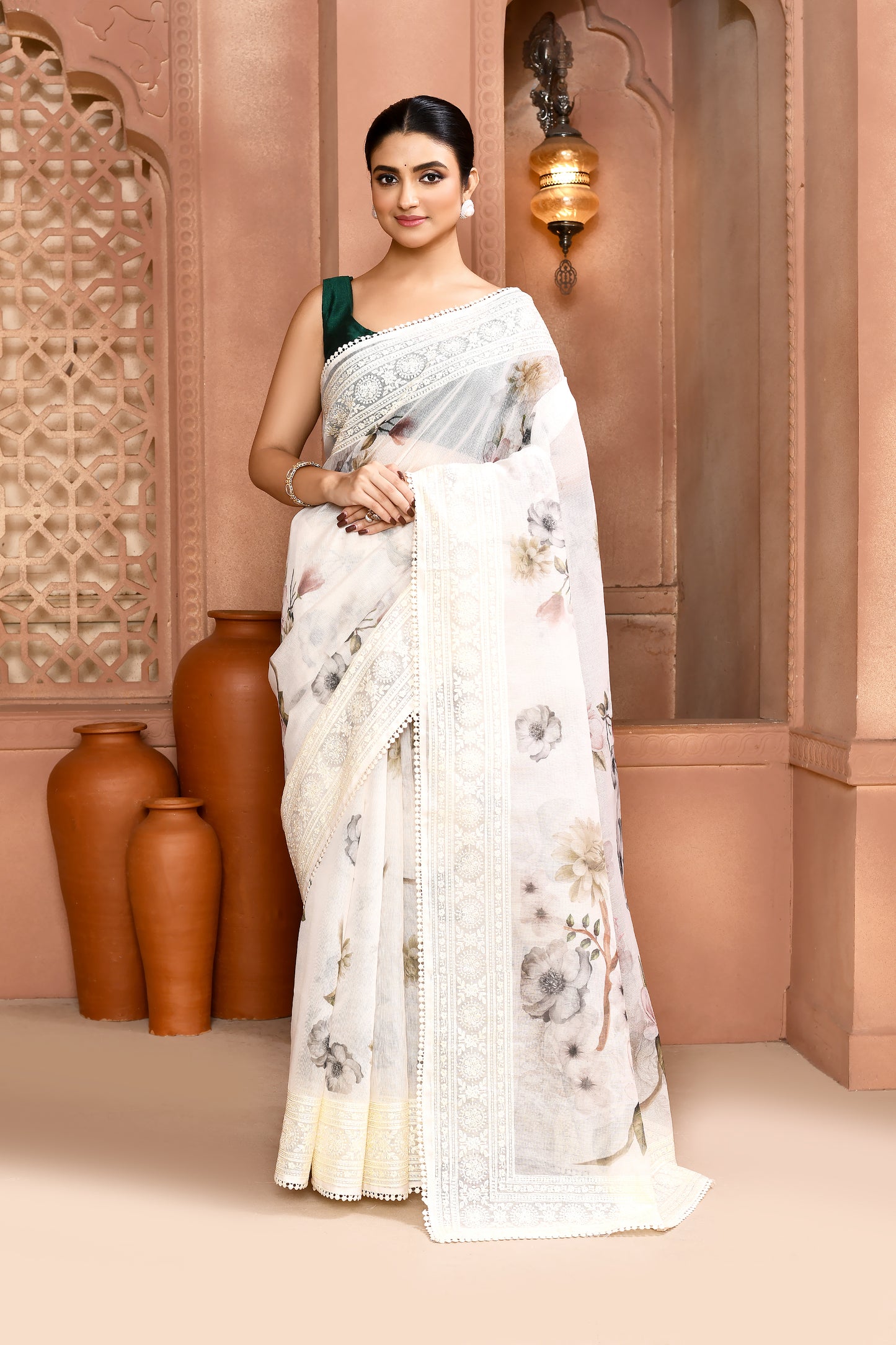 Bloom Doria Kota Saree Saree Charcoal Grey featured
