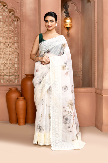 Bloom Doria Kota Saree Saree Charcoal Grey featured