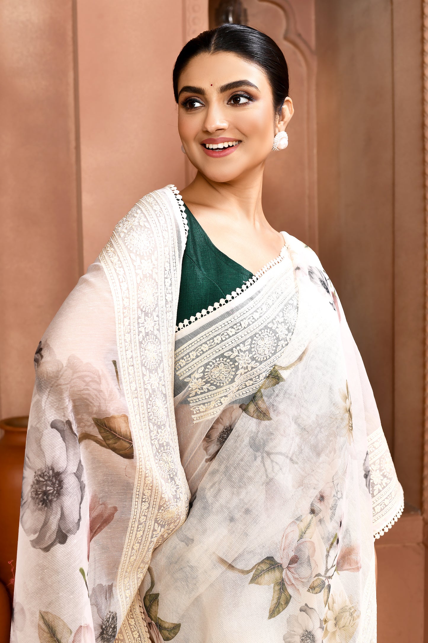 Bloom Doria Kota Saree Saree Charcoal Grey featured