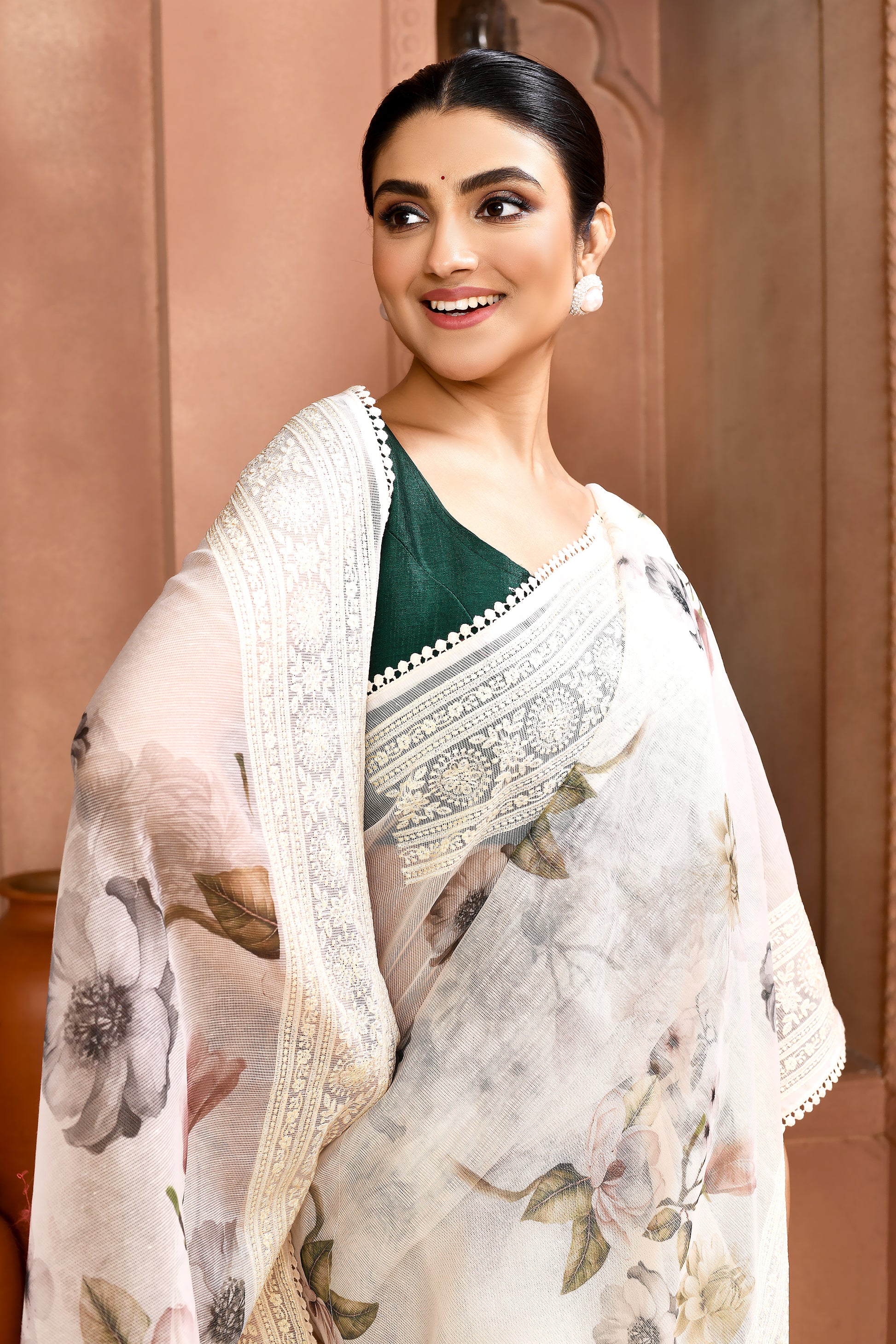 Bloom Doria Kota Saree Saree Charcoal Grey featured