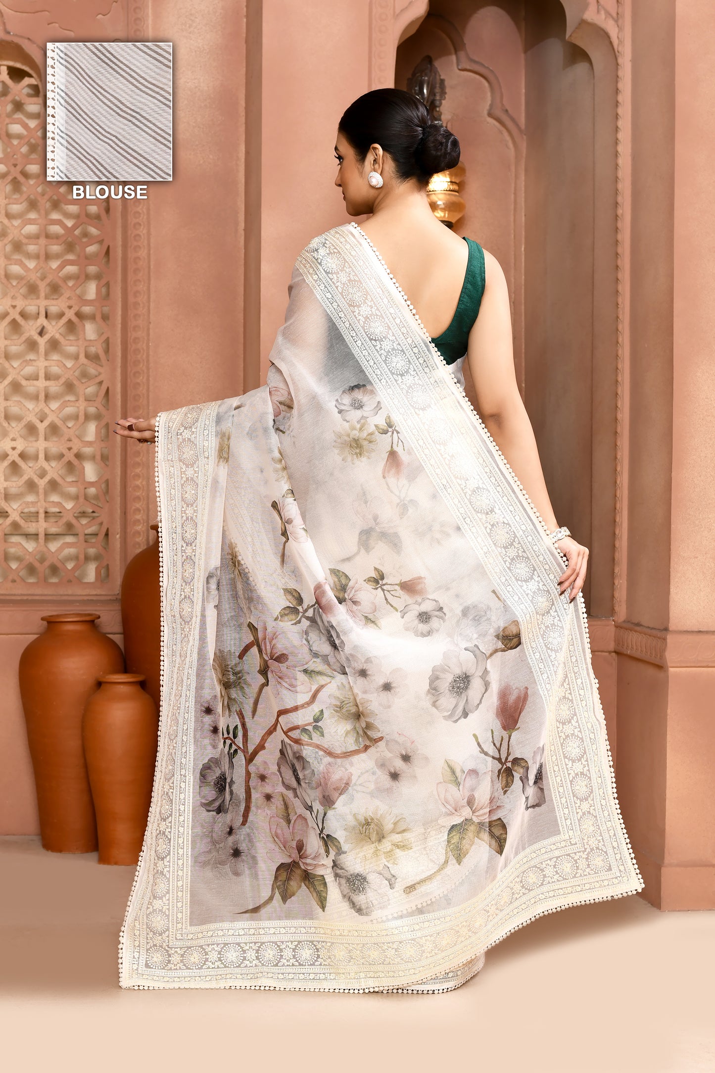 Bloom Doria Kota Saree Saree Charcoal Grey featured