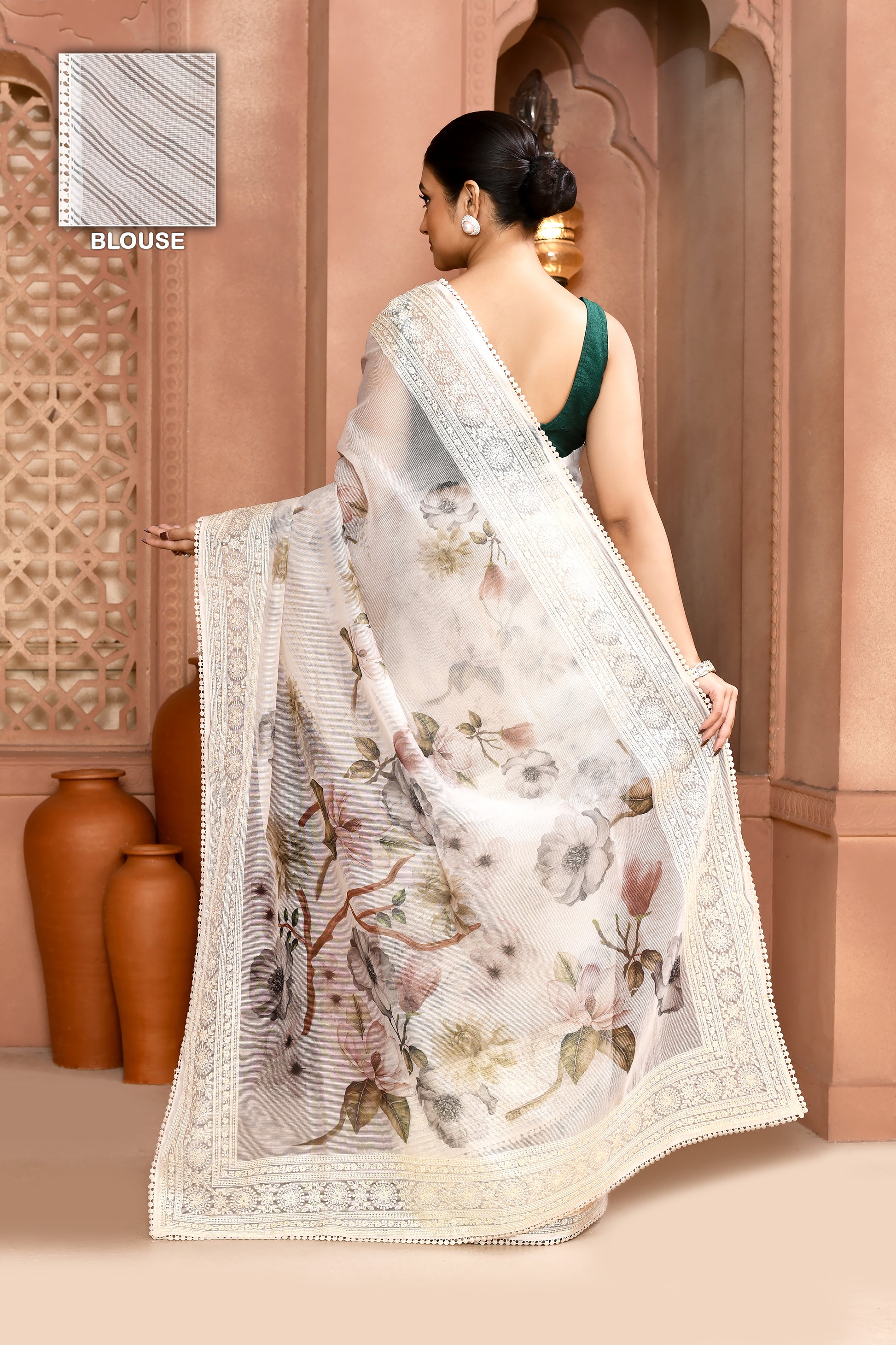 Bloom Doria Kota Saree Saree Charcoal Grey featured