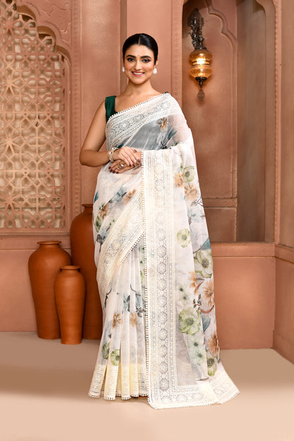 Bloom Doria Kota Saree Green Saree featured