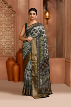Load image into Gallery viewer, Seamless Ikat Russian Viscose Saree Light Lime Green Saree featured