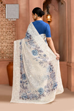 Load image into Gallery viewer, Floral Doria Kota Saree - Storm Blue featured