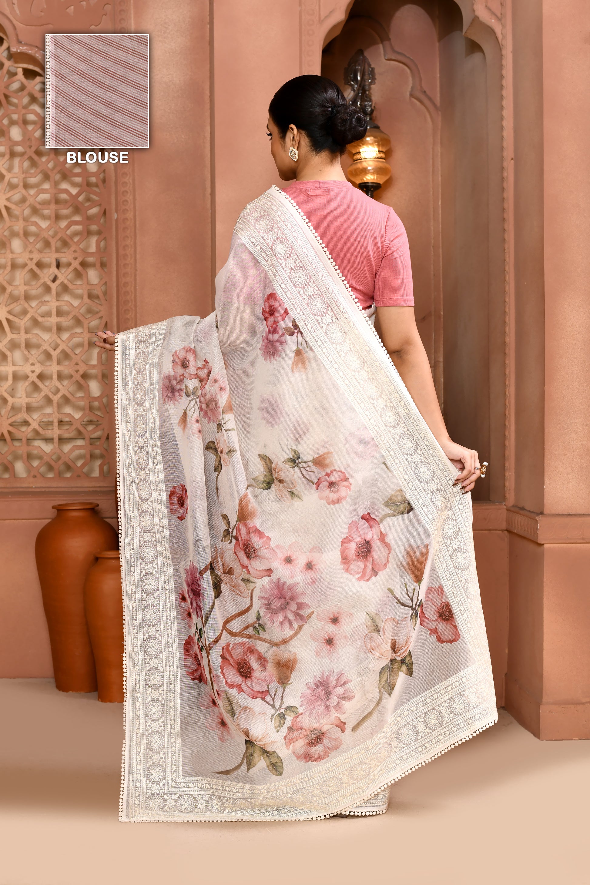 Bloom Doria Kota Saree Dusty Pink Saree featured