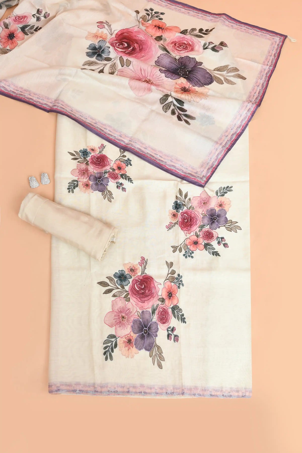 Bouquet Applique Chanderi featured