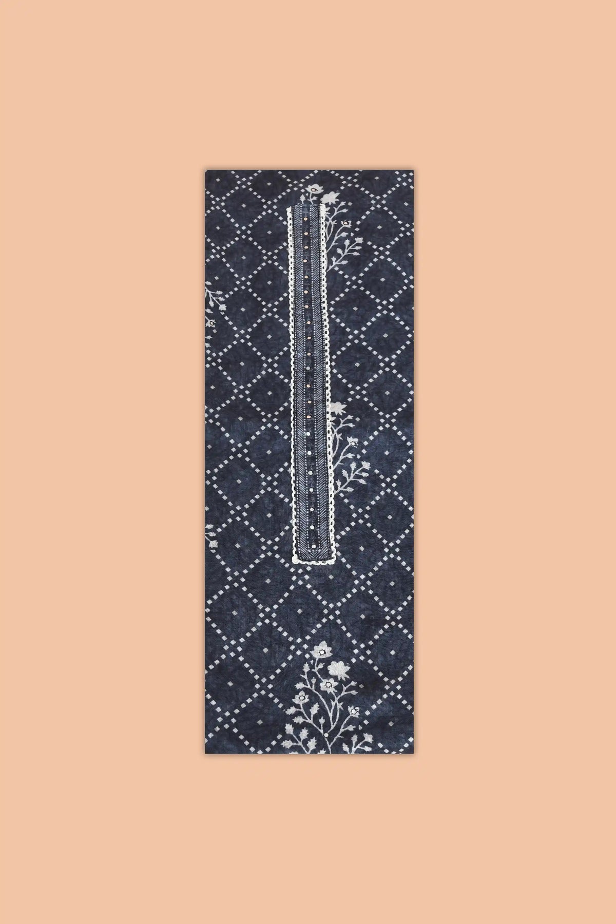 Artisan Bandhani Mirror Linen Kurti Dark Blue featured