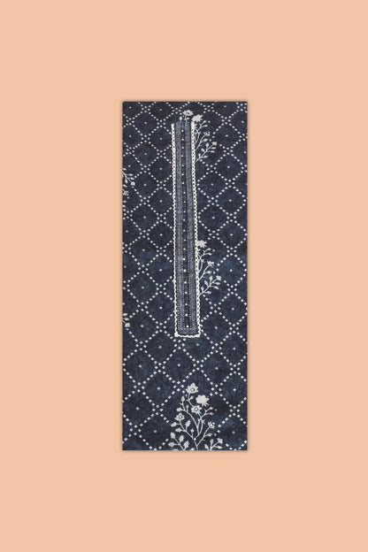 Artisan Bandhani Mirror Linen Kurti Dark Blue featured