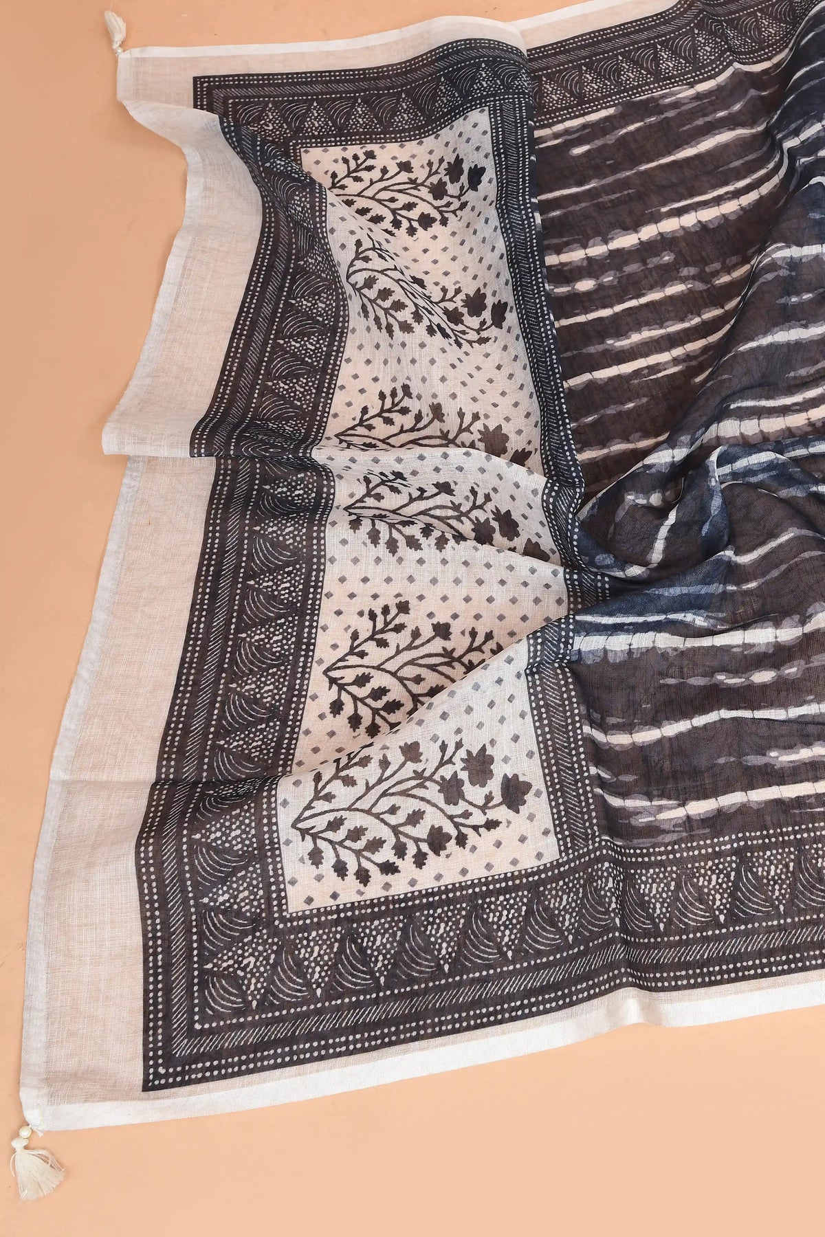 Artisan Bandhani Mirror Linen Kurti Dark Blue featured