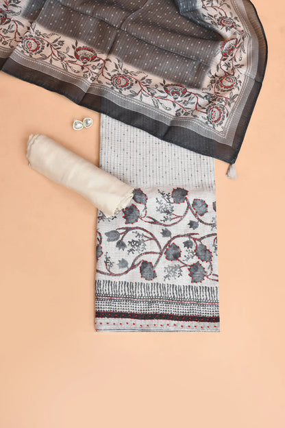 Regal Floral Kantha Tussar Kurti Set Kurti Set featured
