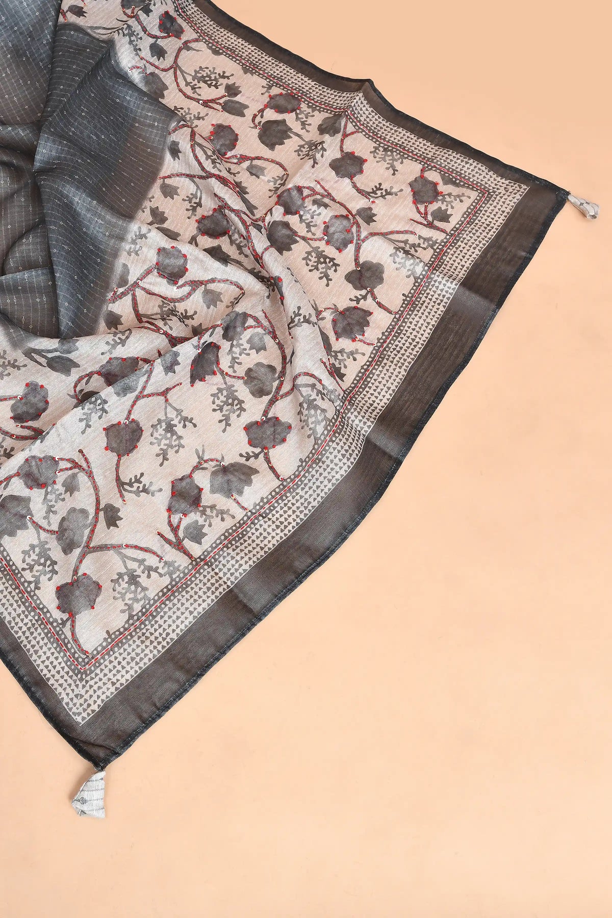 Mughal Floral Kantha Tussar Kurti featured