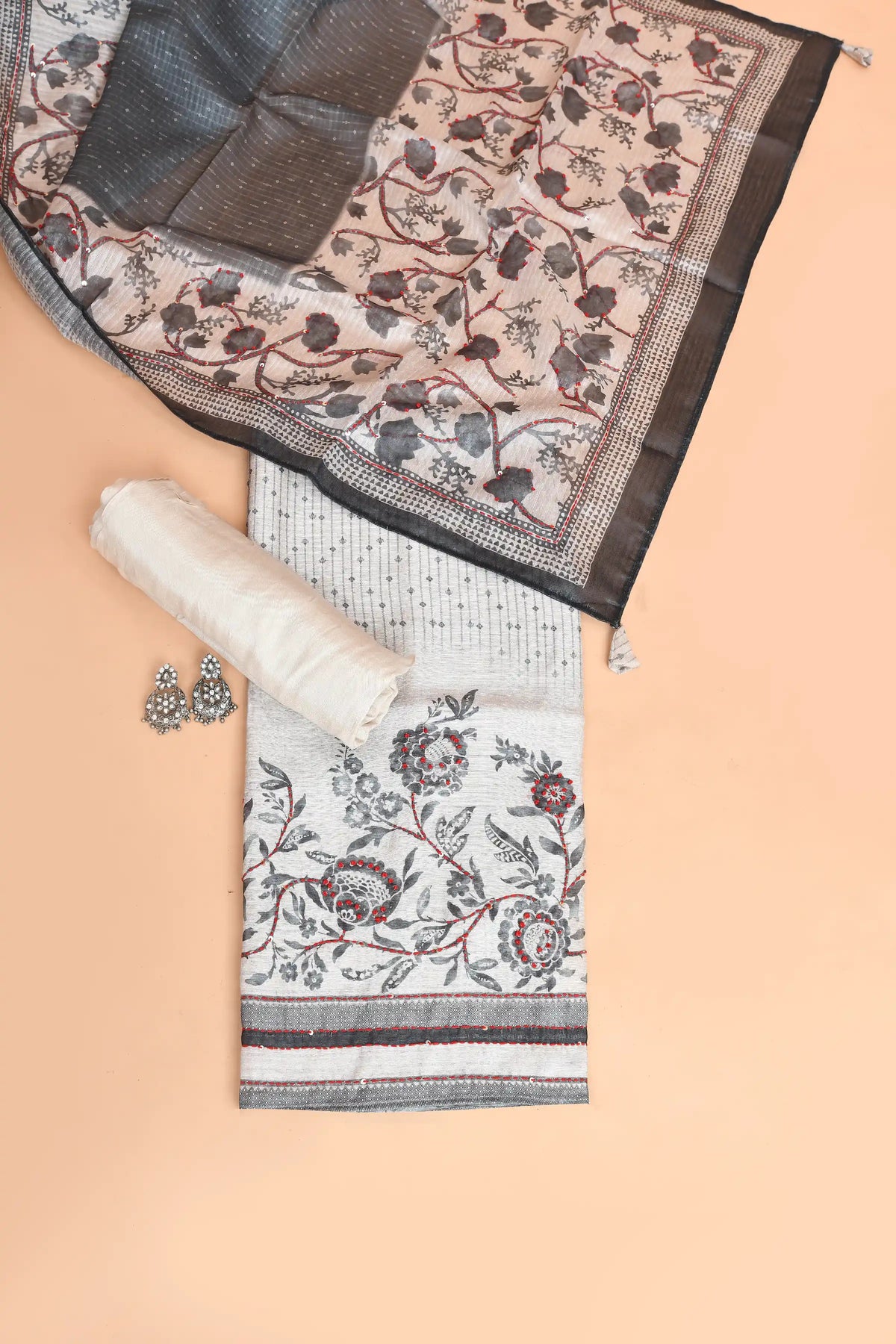Mughal Floral Kantha Tussar Kurti featured