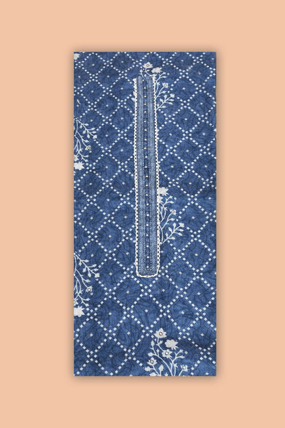 Artisan Bandhani Mirror Linen Kurti Blue featured