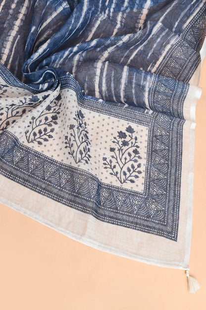 Artisan Bandhani Mirror Linen Kurti Blue featured