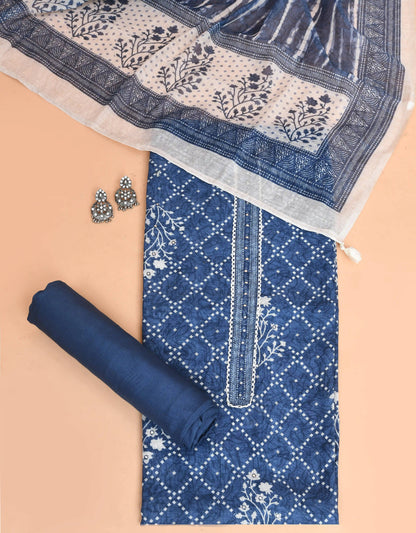 Artisan Bandhani Mirror Linen Kurti Blue featured