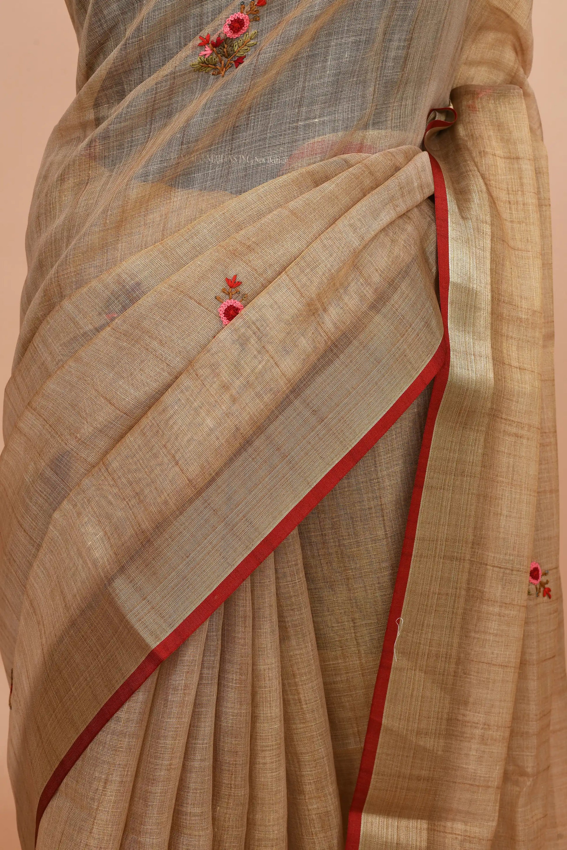 Elysia Muted Gold Beige Saree featured