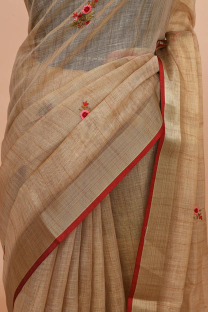 Elysia Muted Gold Beige Saree featured