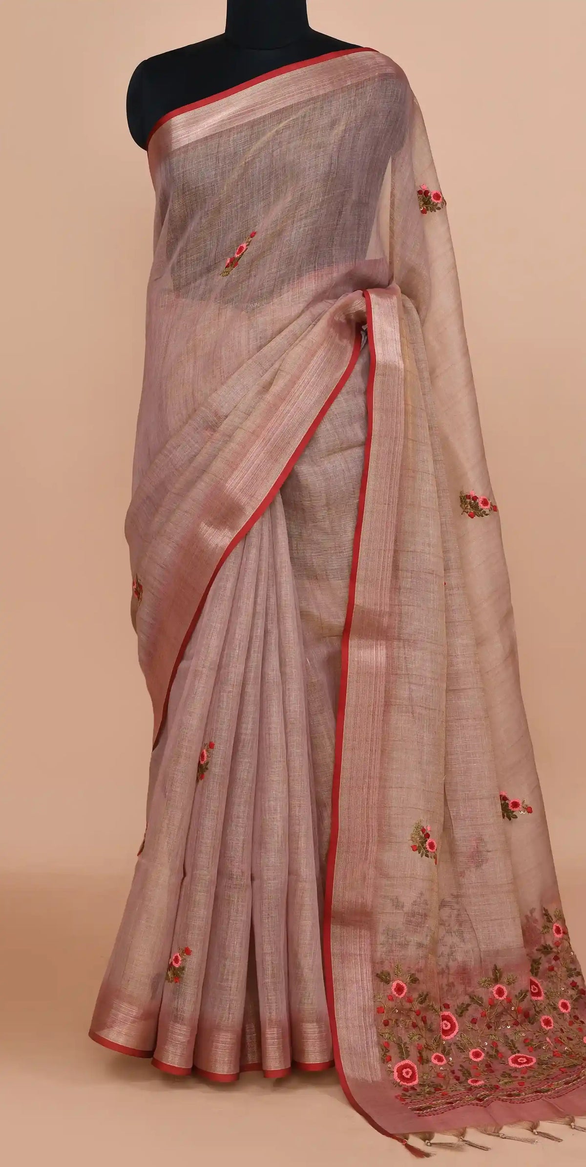 Elysia Dusty Rose Pink Saree featured