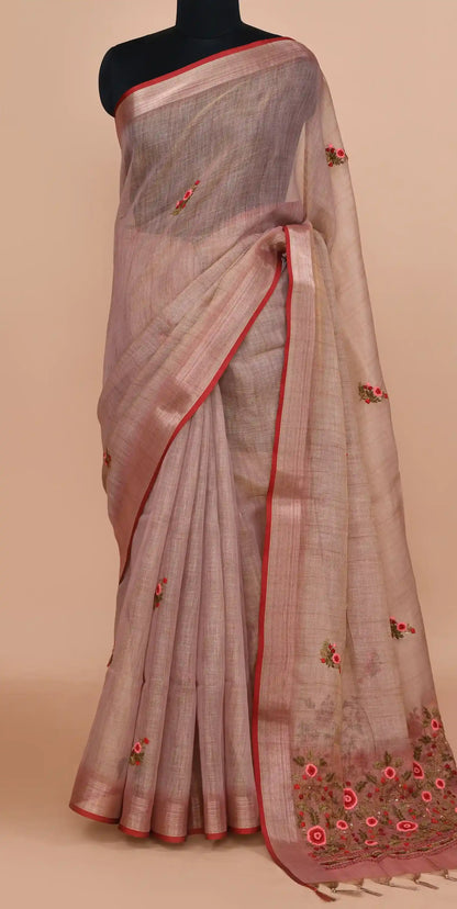 Elysia Dusty Rose Pink Saree featured